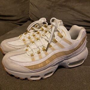 Nike White and Gold Air Max 95